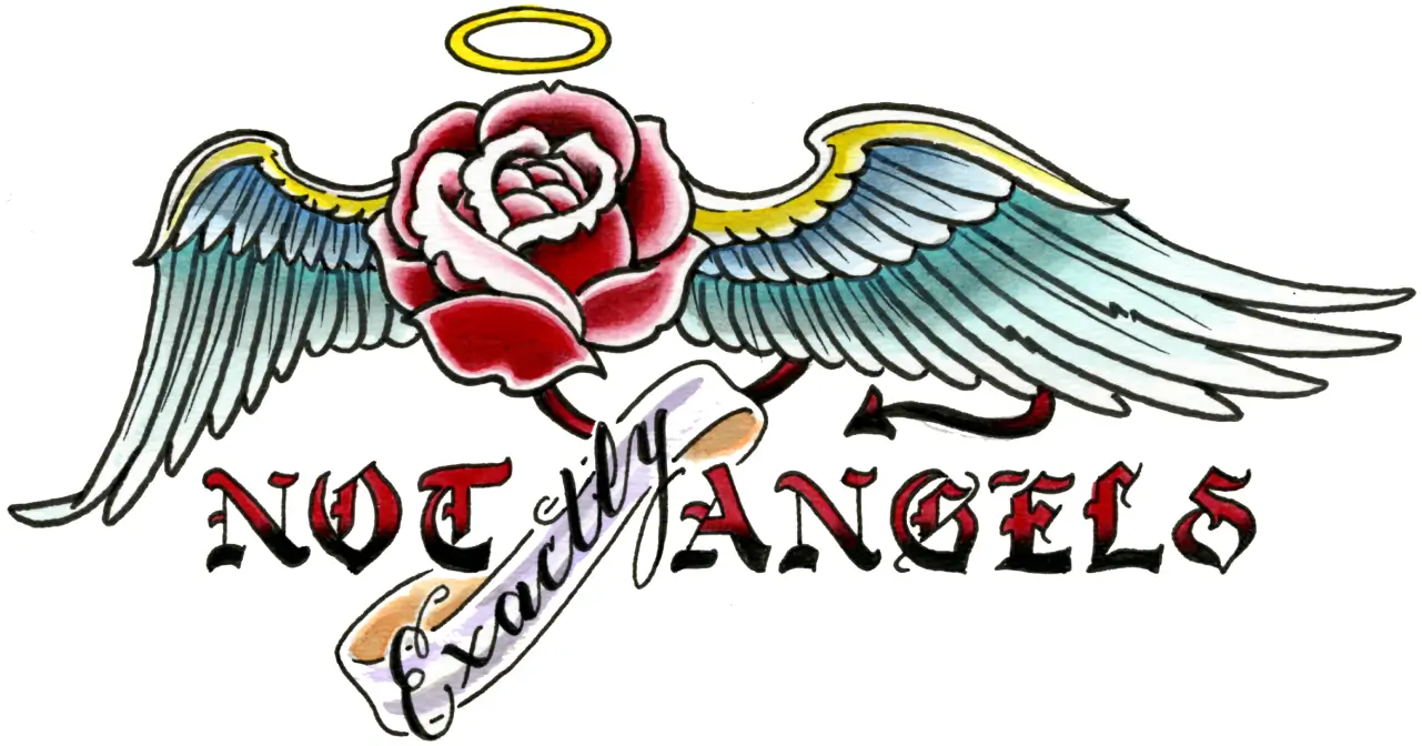 A tattoo with a rose and an angel wing.