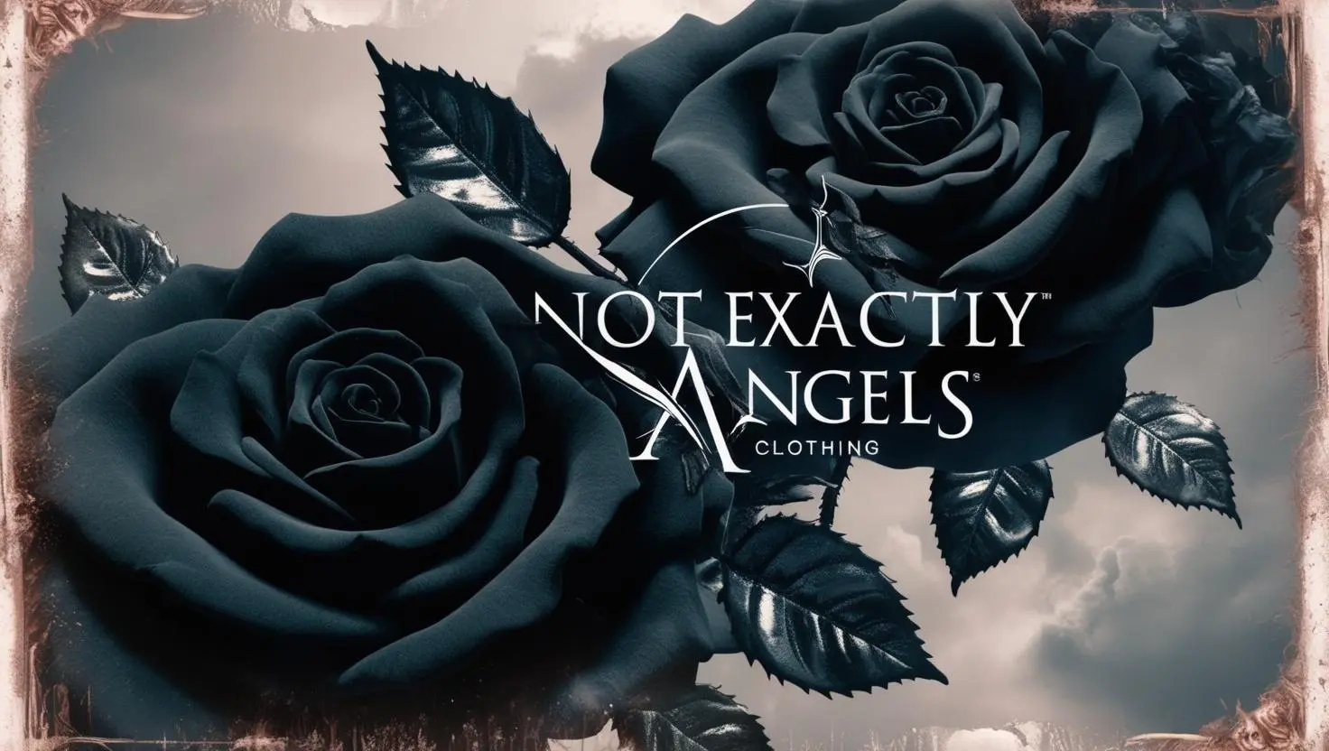 Not Exactly Angels clothing logo. using a black rose design Not Exactly Angels clothing logo. using a black rose design